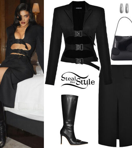 Kylie Jenner: Buckle Jacket, Midi Skirt