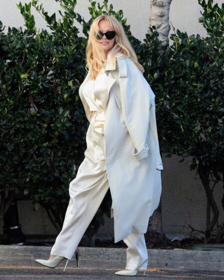 Pamela Anderson is seen arriving at her book tour at the Grove Barnes and Noble on Jan. 31, 2023 in Los Angeles.