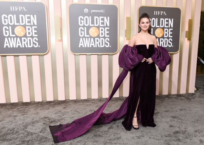 STYLECASTER | Selena Gomez Golden Globes Look 2023 