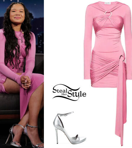 Storm Reid: Pink Dress, Silver Sandals
