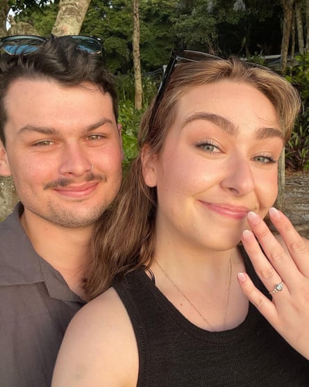 Haylee Penfold with her fiancé Kye, when they became engaged.
