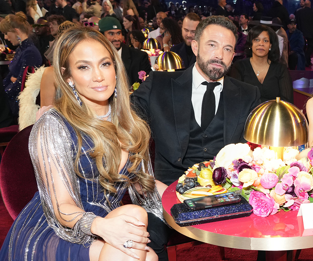 (L-R) Jennifer Lopez and Ben Affleck attend the 65th Grammy Awards at Crypto.com Arena on Feb. 05, 2023 in Los Angeles.