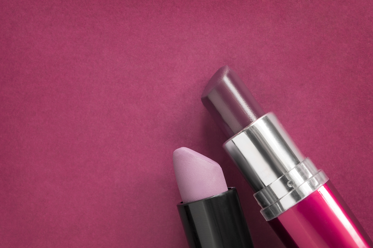 Lipstick on pink background