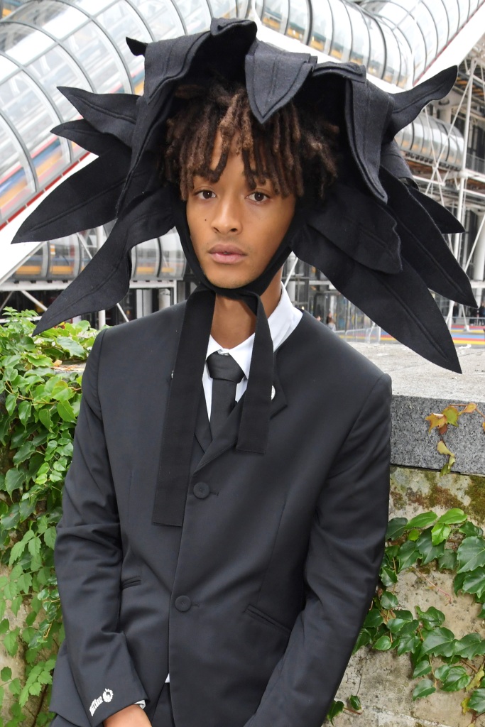 PARIS, FRANCE - OCTOBER 03: Jaden Smith poses backstage at the Stella McCartney show during Paris Fashion Week Womenswear Spring/Summer 2023 at Centre Pompidou on October 3, 2022 in Paris, France. (Photo by David M. Benett/Dave Benett/Getty Images)