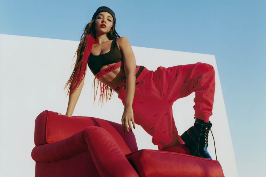 Tinashe, Hugo, Hugo Boss, spring, spring 2023 campaigns, campaigns, boots, mules, spring 2023 collection, Evan Mock, Bella Poarch