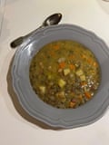 Puree a bit, leave a bit chunky: Lindsey Bareham’s lentil soup.