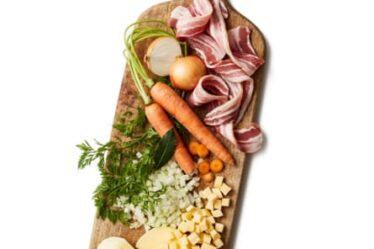 Bacon, carrots, neeps and onion – use what you have to hand