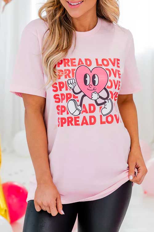 Spread Love Pink Graphic Tee