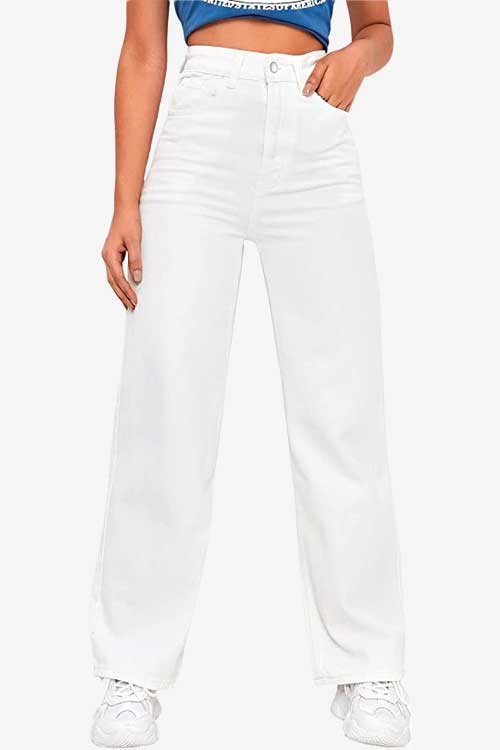 SweatyRocks High Waist White Jeans
