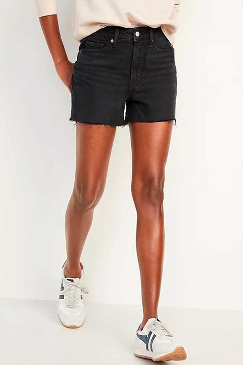 High-Waisted Straight Cut-Off Denim Shorts