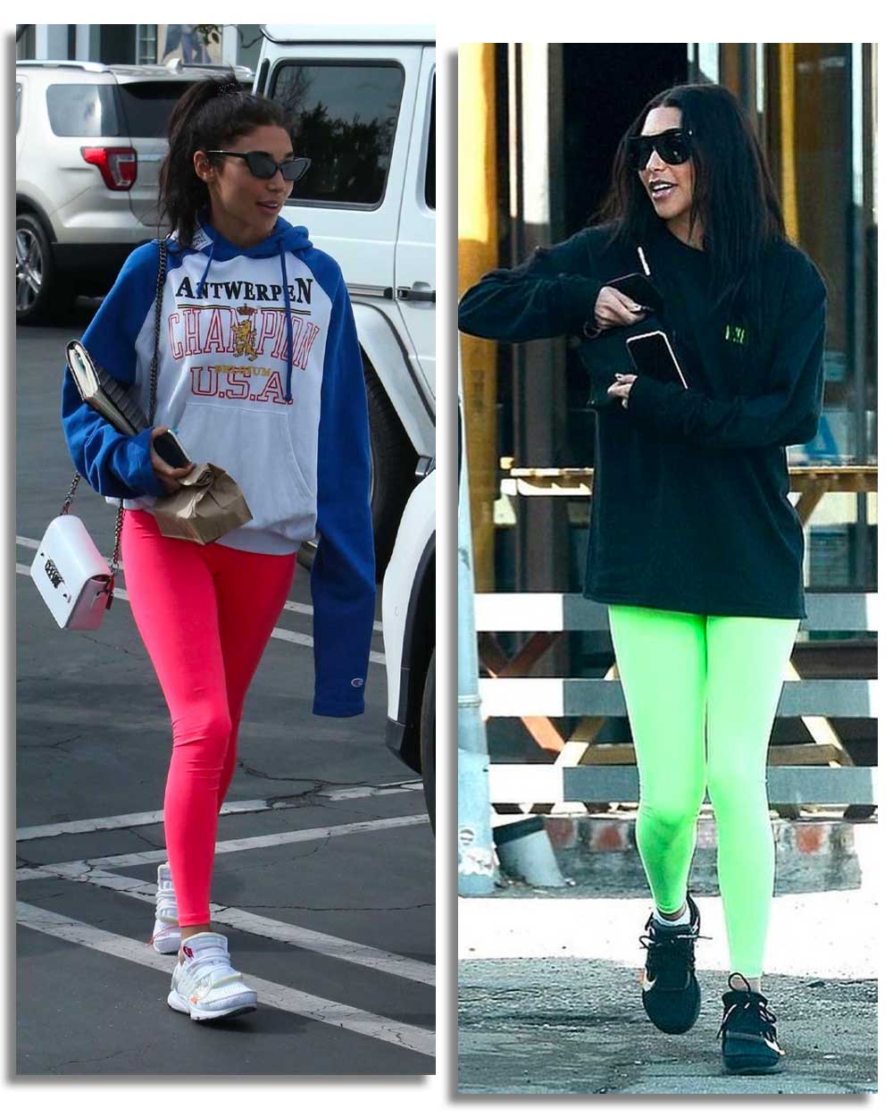 Neon Spandex Leggings With Oversized Tops