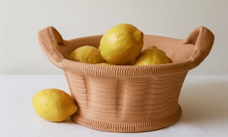 At terracotta basket from Bettina Ceramica.