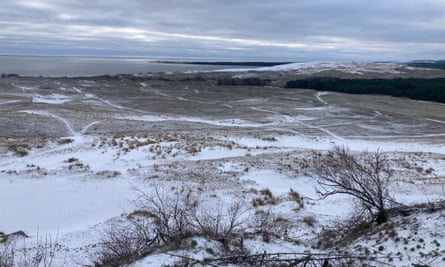 Nick Hunt encountered snow-covered sand dunes.