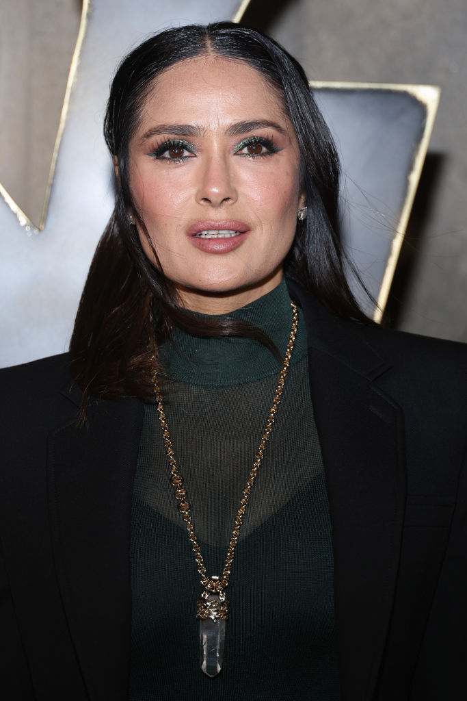 PARIS, FRANCE - FEBRUARY 28: (EDITORIAL USE ONLY - For Non-Editorial use please seek approval from Fashion House) Salma Hayek attends the Saint Laurent Womenswear Fall Winter 2023-2024 show as part of Paris Fashion Week on February 28, 2023 in Paris, France. (Photo by Pascal Le Segretain/Getty Images)