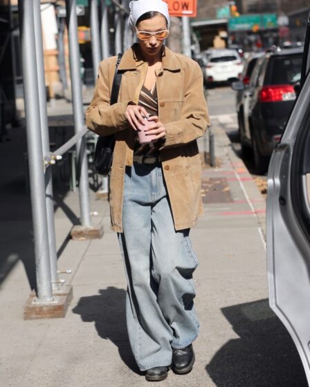Bella Hadid out in New York City on Feb. 23, 2023.