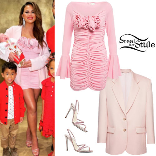 Chrissy Teigen: Pink Dress and Blazer