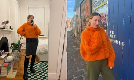 Although it is bold, Cait Burke’s orange knit jumper gets constant wear because it compliments the other, less-assuming items in her wardrobe.