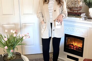 woman wearing Cozy Earth Quintessential Cashmere Cardigan