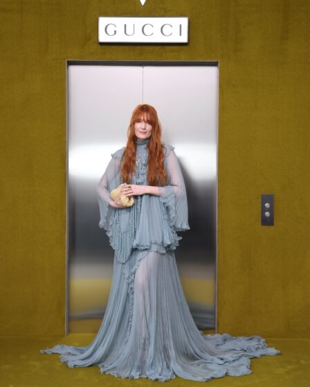 florence welch, florence and the machine, gucci, mfw, milan fashion week, blue dress, sheer
