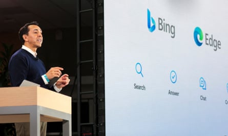 Yusuf Mehdi, Microsoft corporate vice-president for modern life, search, and devices, announcing ChatGPT integration for Bing on Tuesday