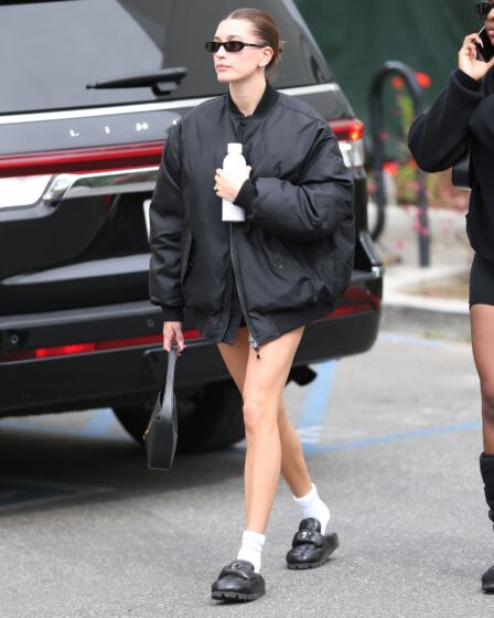 Hailey Bieber is seen on February 18 2023 in Los Angeles California.