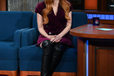 Jessica Chastain Wore Dries van Noten On The Late Show With Stephen Colbert