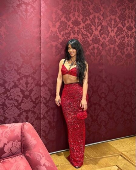 Kim Kardashian at the Dolce &amp; Gabbana fall 2023 show via her Instagram Story.