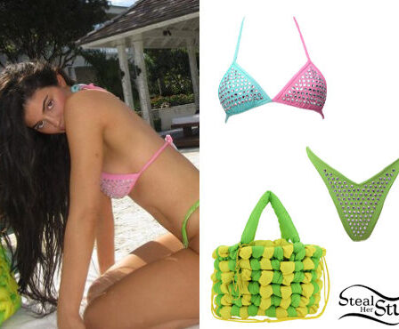 Kylie Jenner: Rhinestone Bikini, Green Bag