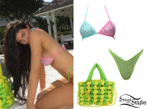Kylie Jenner: Rhinestone Bikini, Green Bag