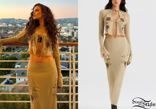 Madison Pettis: Floral Top and Skirt