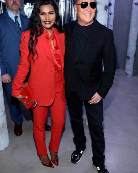 Mindy Kaling and Michael Kors attend the Michael Kors Collection fall 2023 show on Feb. 15, 2023 in New York.
