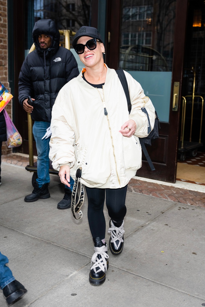 Pink is seen in Tribeca on Feb. 23, 2023 in New York.
