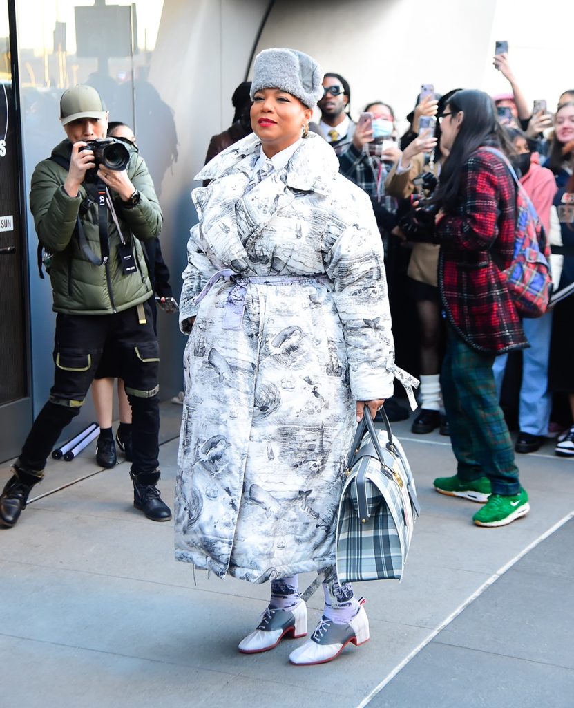 Queen Latifah attends the Thom Browne fashion show during New York Fashion Week at The Shed on Feb. 14, 2023 in New York.