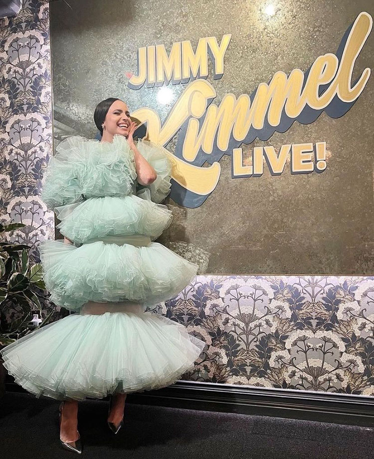 Sofia Carson Wore Giambattista Valli On Jimmy Kimmel Live!