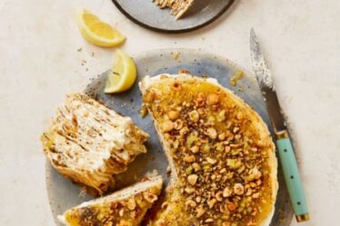 Yotam Ottolenghi’s lemon poppyseed and hazelnut pancake cake.