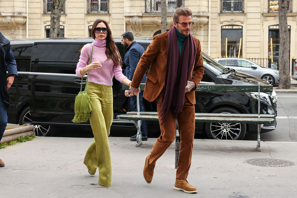 Victoria Beckham and David Beckham are seen in Paris on March 04, 2023.