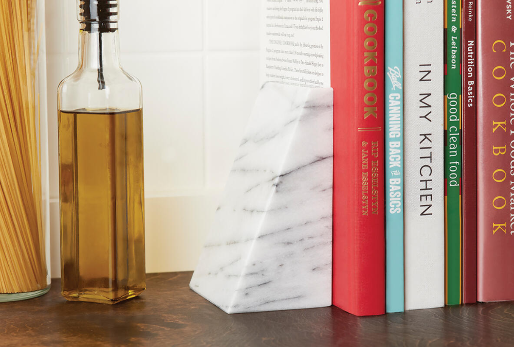 Fox Run Marble White Triangle Bookends (Set of 2)