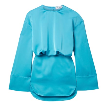 blue mini with very long sleeves