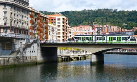 Euskotren tram in Bilbao.