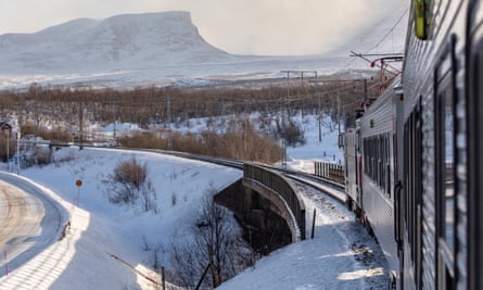 The overnight train to Narvik near Abisko, Sweden.