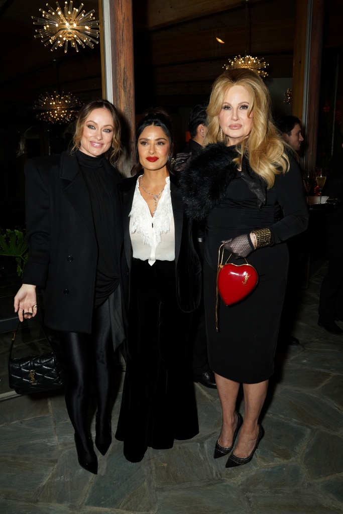 Olivia Wilde, Salma Hayek, and Jennifer Coolidge attend the W Magazine and Saint Laurent Directors Dinner on march 9, 2023