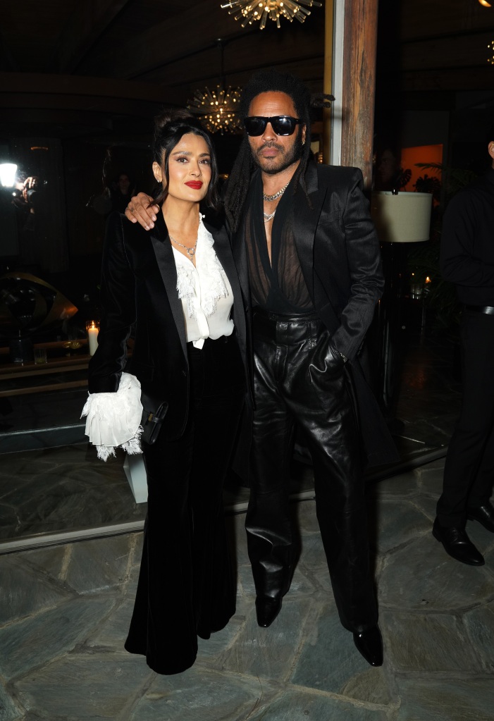 Salma Hayek and Lenny Kravitz attend the W Magazine and Saint Laurent Directors Dinner on march 9, 2023
