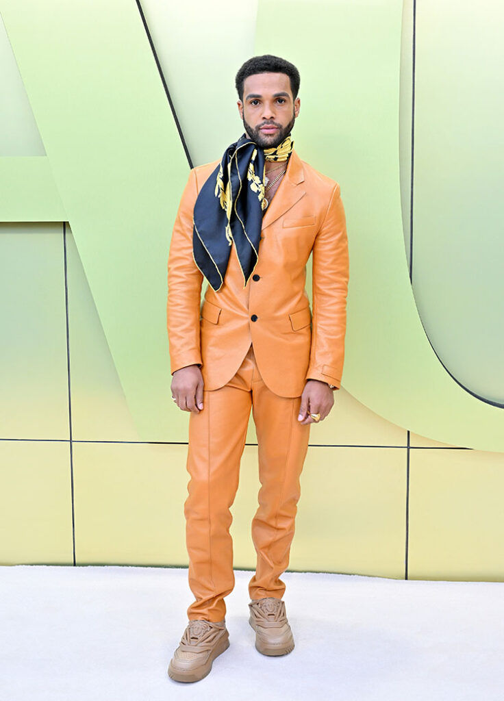 Lucien Laviscount attends the Versace Fall 2023