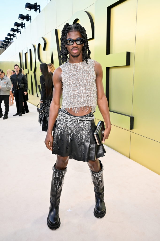 Lil Nas X at the Versace Fall-Winter 2023 Fashion Show held at Pacific Design Center on March 9, 2023 in West Hollywood, California.