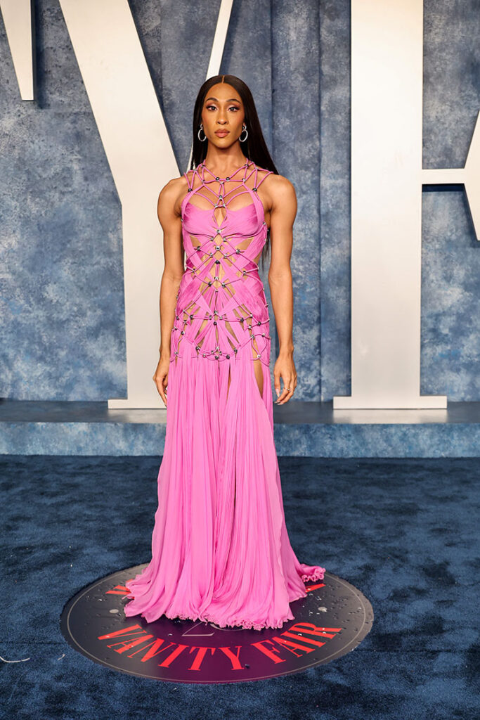 Michaela Jaé (MJ)  Rodriguez attends the 2023 Vanity Fair Oscar Party