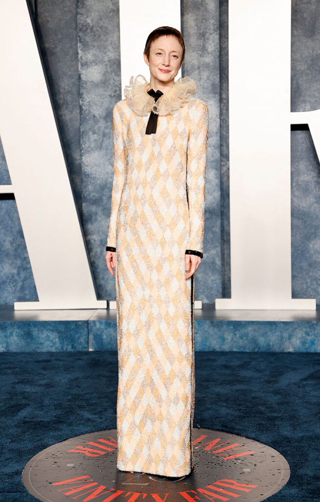 Andrea Riseborough attends the Vanity Fair 95th Oscars Party 

Armani Prive Spring 2023