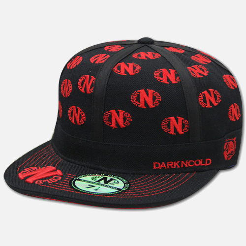 Darkncold Multi Logo Fitted Baseball Cap Black Red