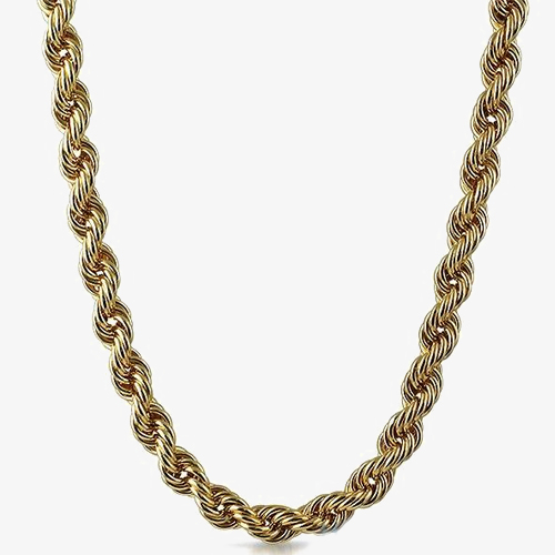 6MM GOLD PLATED ROPE CHAIN NECKLACE