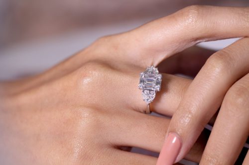 beautiful three stone engagement ring