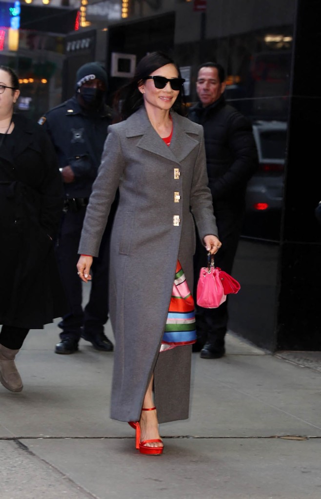 Lucy Liu, Good Morning America, New York City, Celebrity Style Platform Sandals